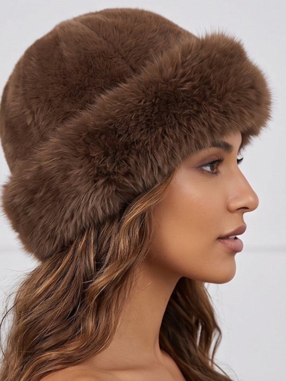 Brown Faux Fur Winter Bucket Hat - Picture 2 of 6
